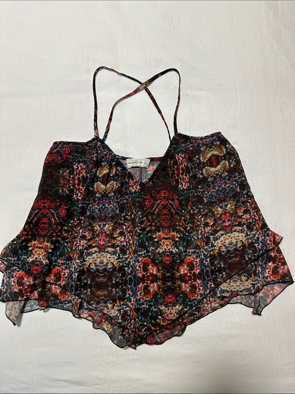 Abercrombie & Fitch Boho Floral Double Layer Y2K Cami Top